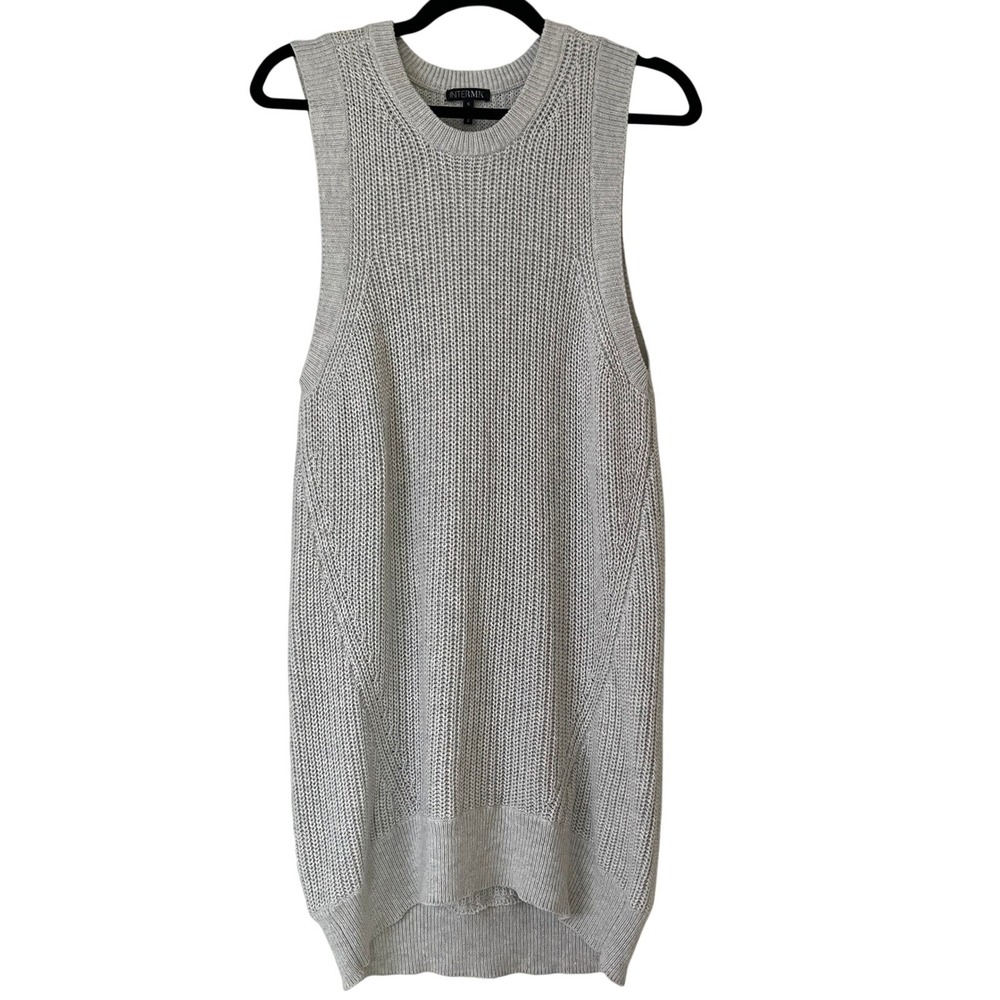 Intermix Simone Cashmere Sweater Dress Sleeveless Knit Grey Women's S Crew Neck